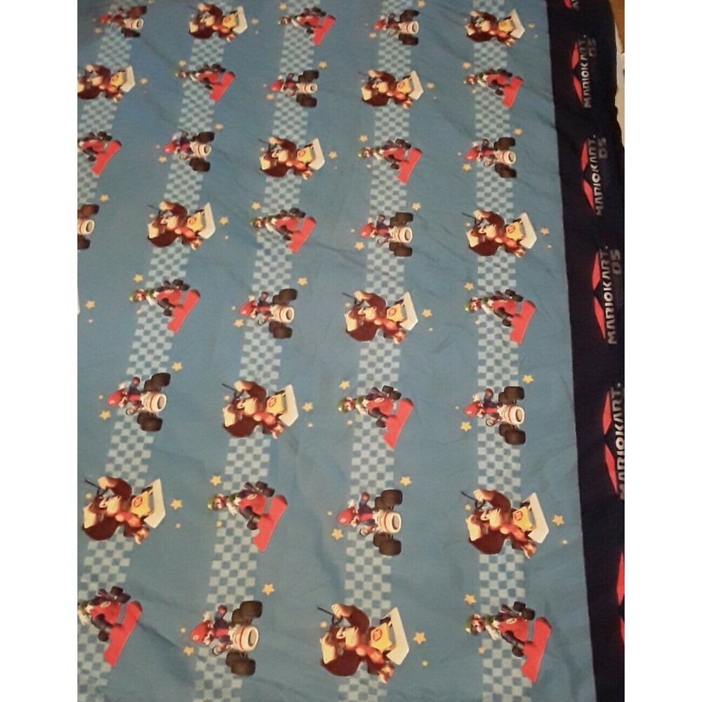 Mario Kart  Twin Flat Sheet Luigi Donkey Kong Racing Blue, Fabric